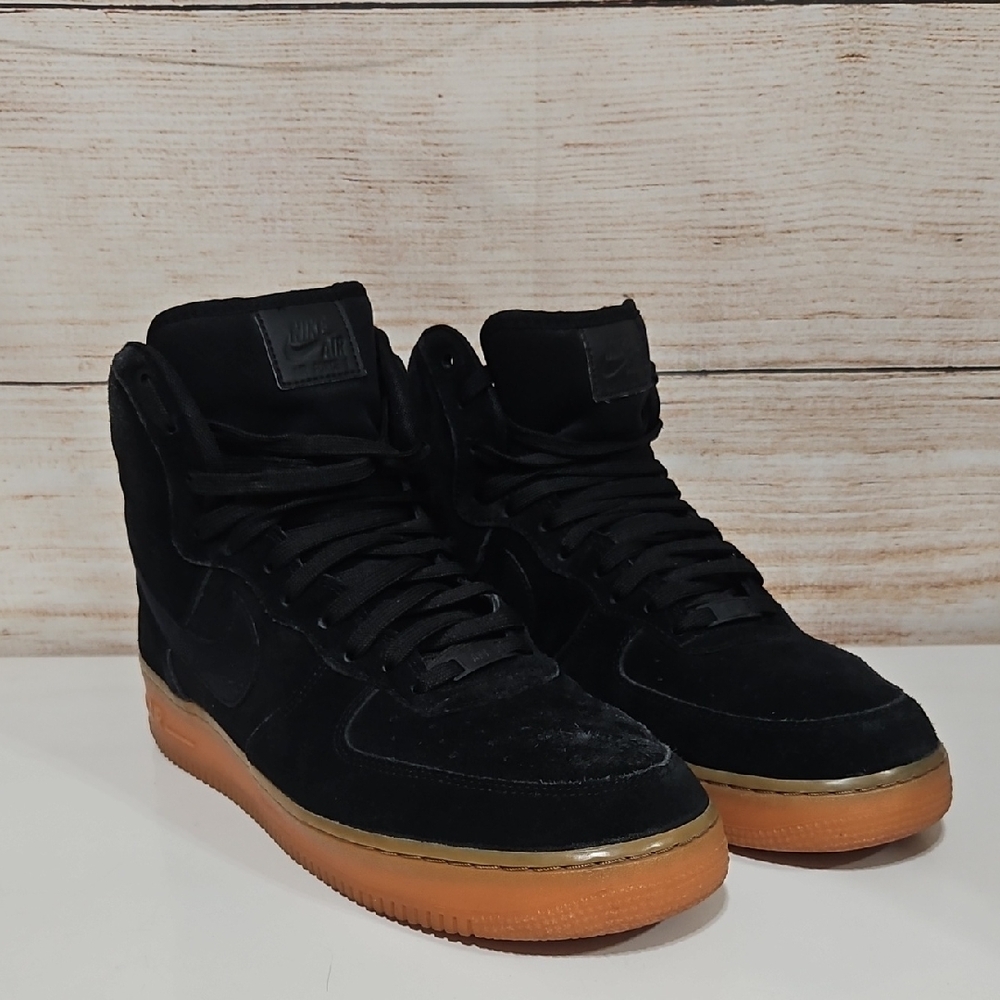 Nike Air Force 1 High Black Suede Gum Sole Sneakers M 11.5
